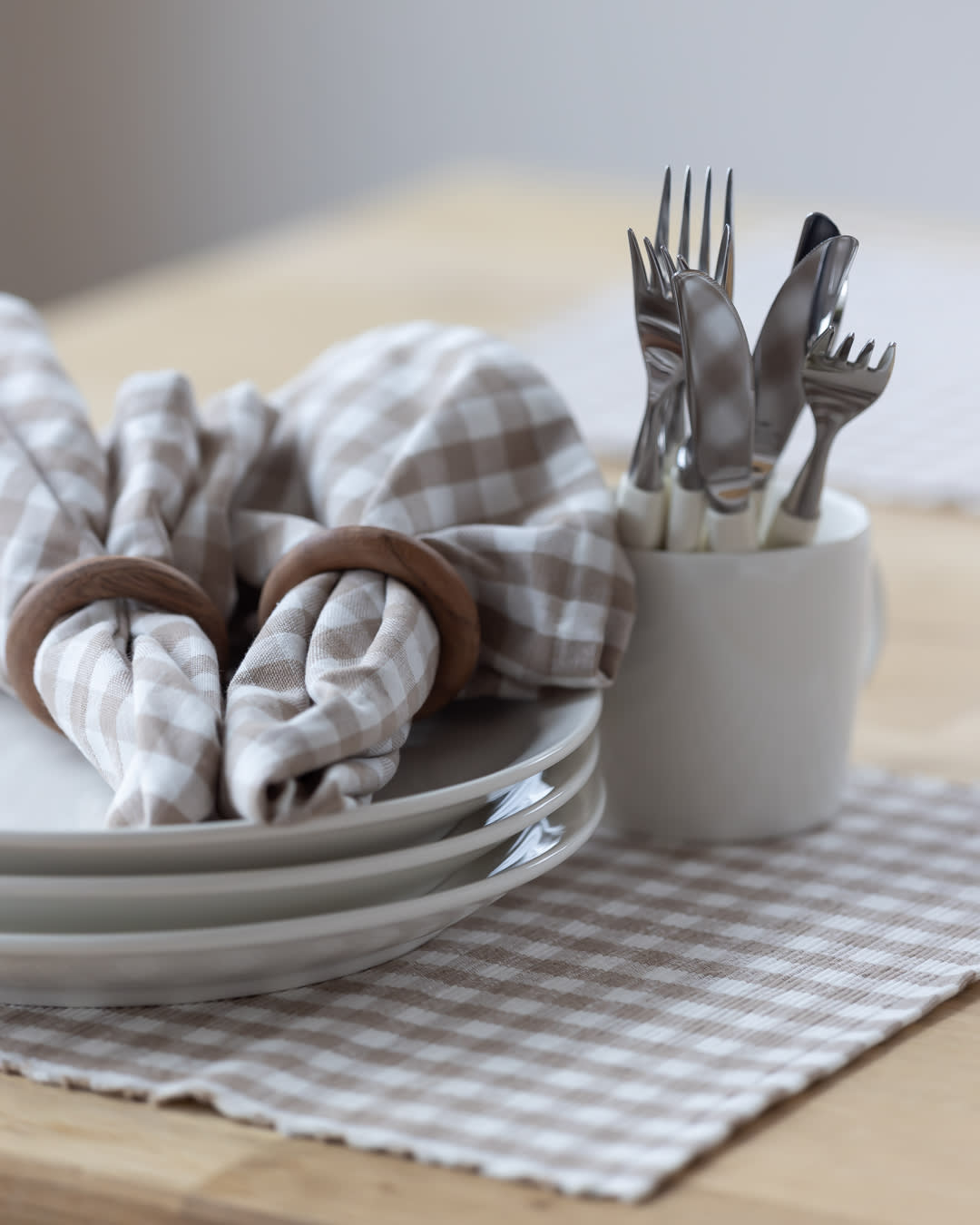 sögne placemat check white/beige