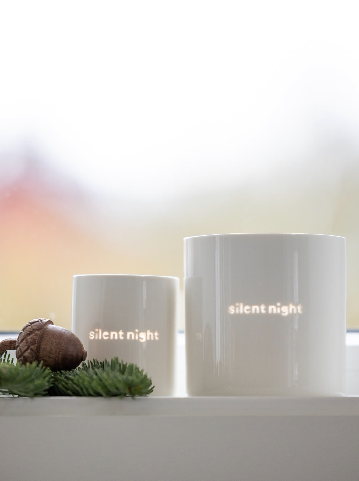 sögne hvit t-lysholder silent night small