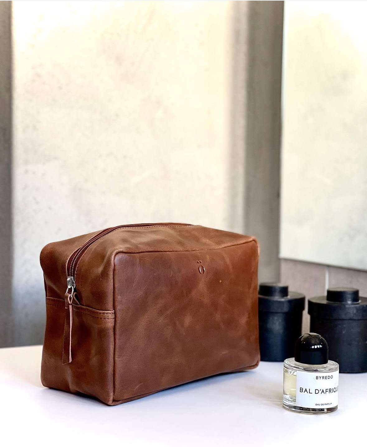 sögne toalettveske skinn brun