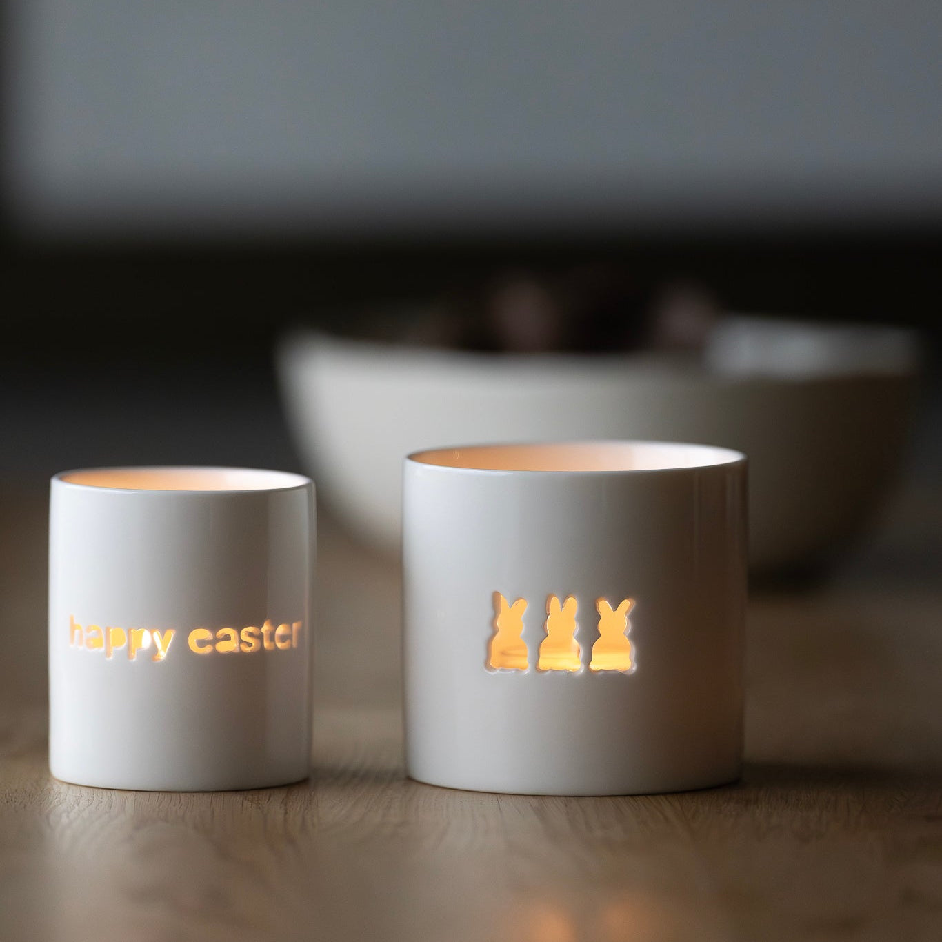 sögne white t-light holder happy easter small