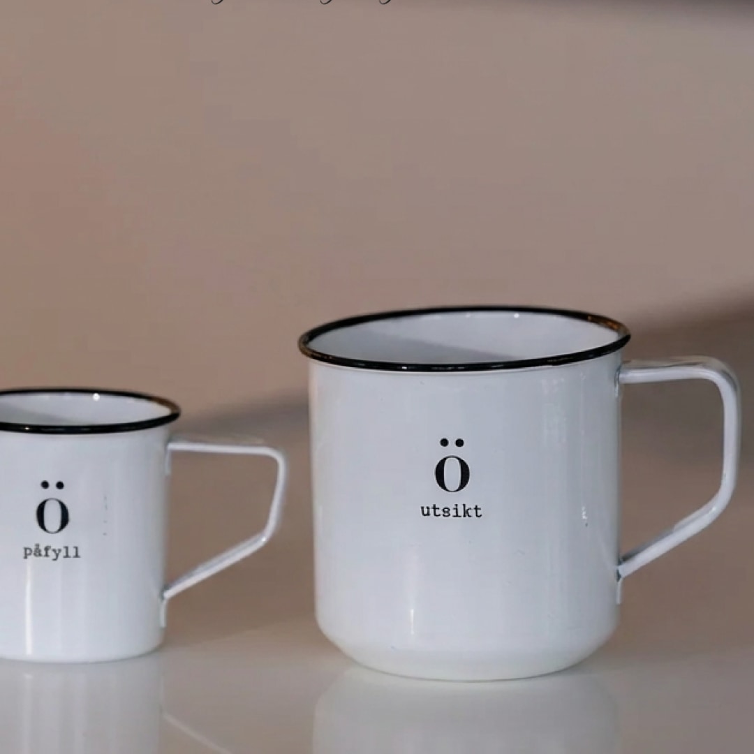 Sögne emalje kopp utsikt