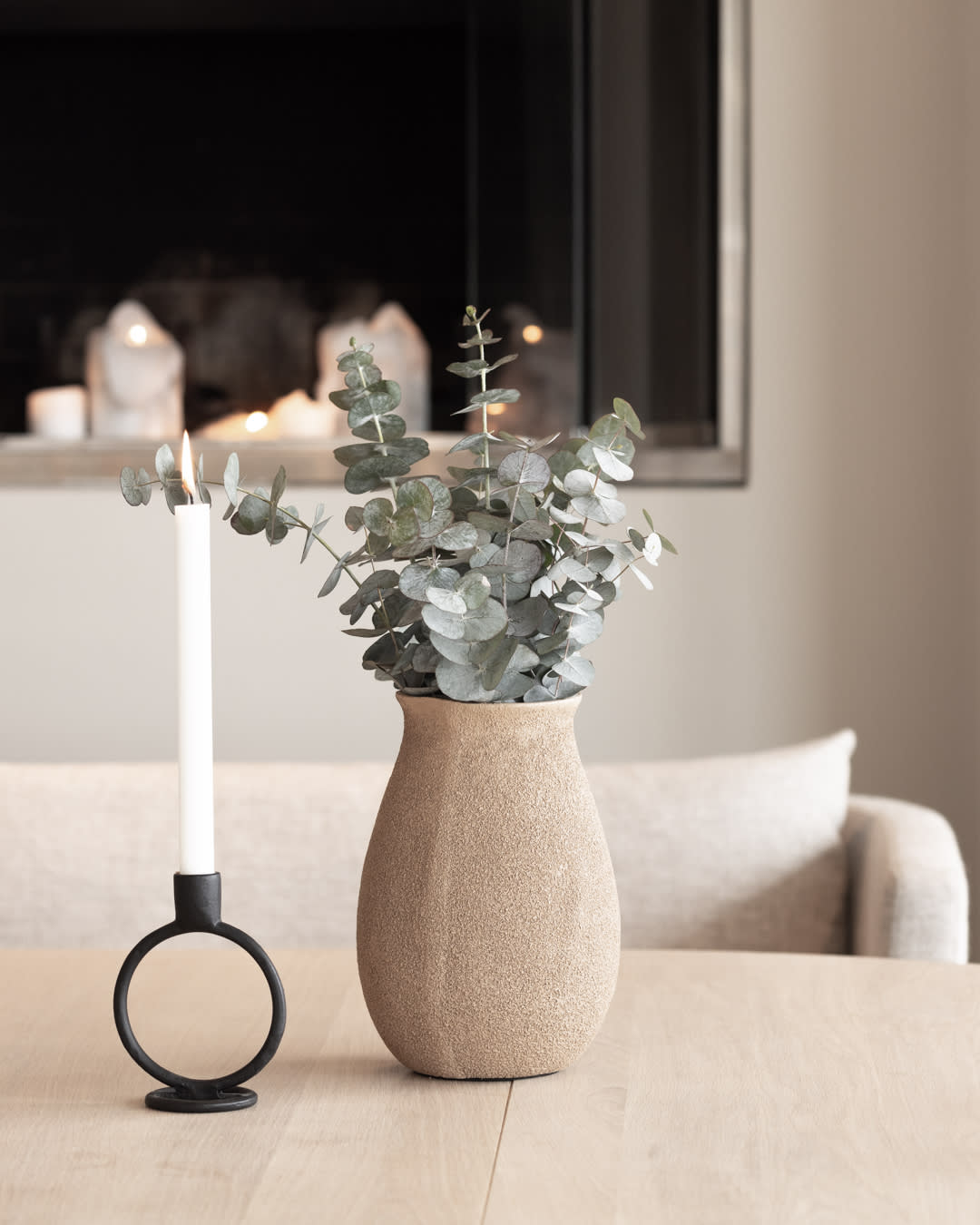 sögne oval candle holder black